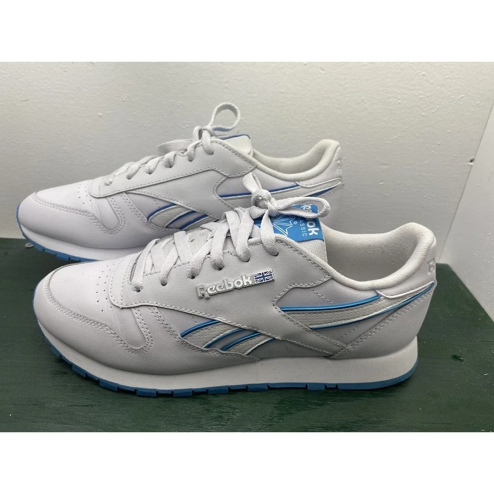 Reebok Classic Leather White Blue Mens Sneakers 49799 Size 9
